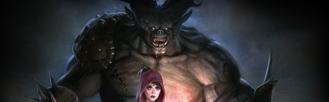 Woman giant demon dark room free wallpaper for desktop - medium preview image