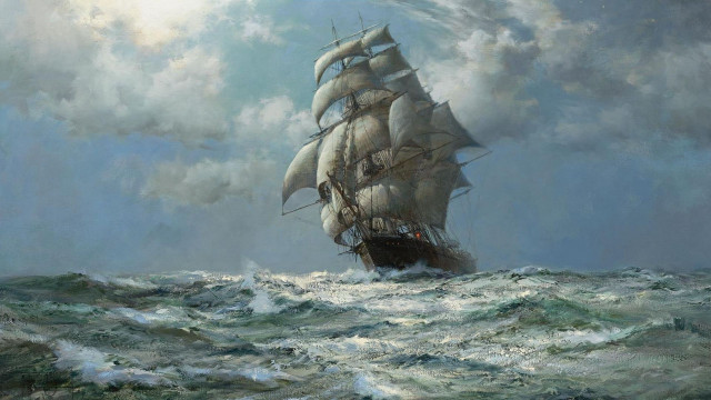 Ship rough seas cloudy sky free wallpaper for desktop - medium preview image