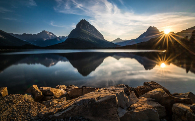 Mountain range reflection lake sunset #14 free wallpaper for desktop - medium preview image