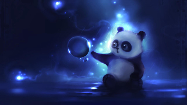 Panda holding ball reflection water free wallpaper for desktop - medium preview image