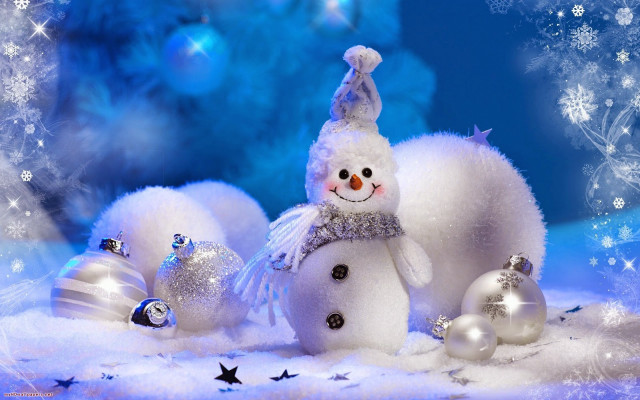 Snowman hat scarf ornaments blue #5 free wallpaper for desktop - medium preview image
