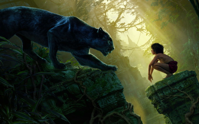 Woman bear forest sunlight man free wallpaper for desktop - medium preview image