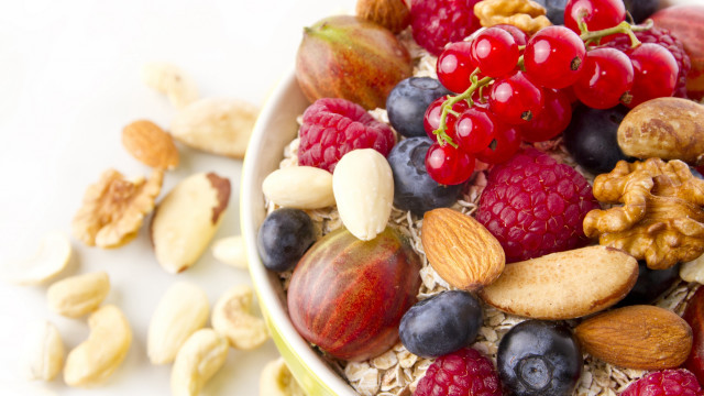 Bowl of fruit and nuts free wallpaper for desktop - medium preview image
