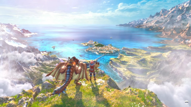 Large bird hillside lake mountains free wallpaper for desktop - medium preview image