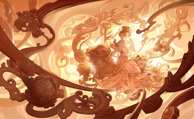 Woman dress sitting chair ornate free wallpaper for desktop - medium preview image