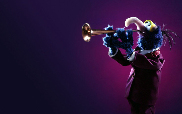 Man suit mask trumpet purple free wallpaper for desktop - medium preview image