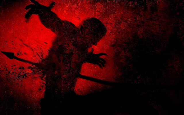 Bloody silhouette man holding knife free wallpaper for desktop - medium preview image