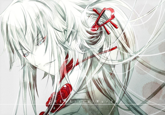 Anime girl white hair red #12 free wallpaper for desktop - medium preview image