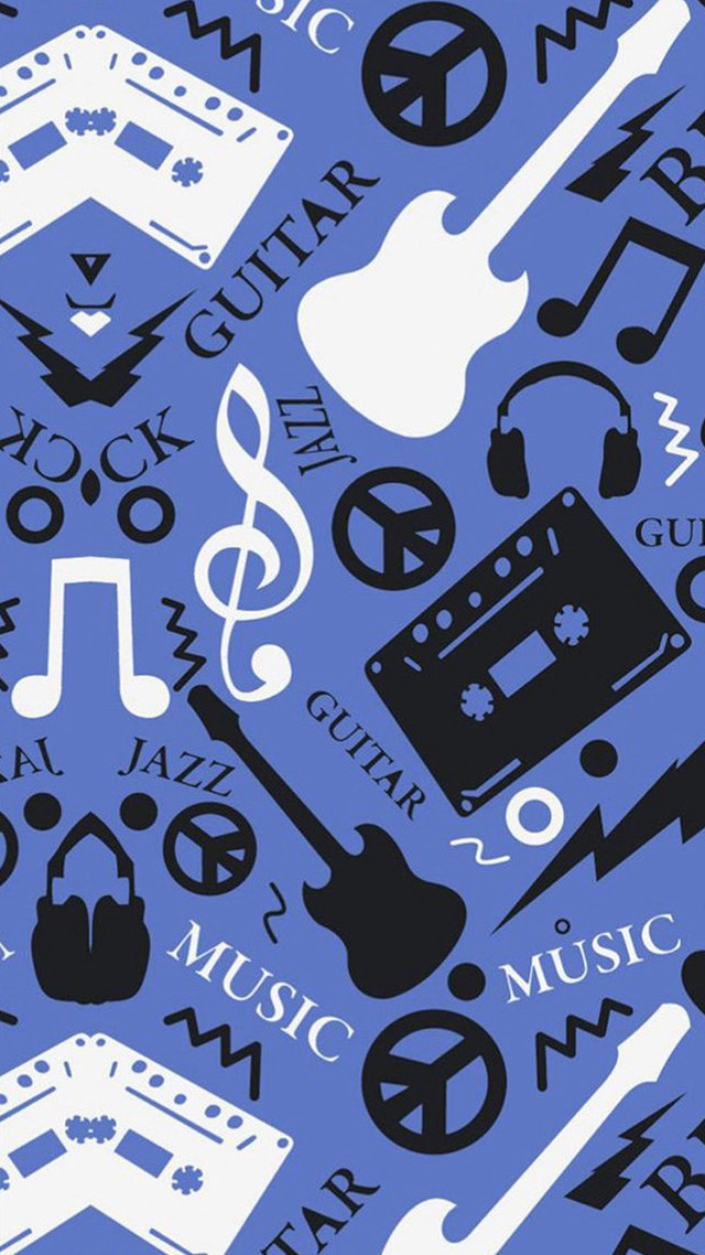 Blue background music symbols pattern #2 free wallpaper for mobile - medium preview image