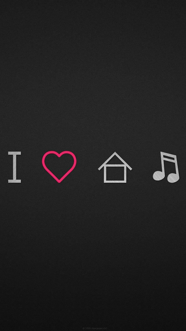 Black heart music house silkscreen free wallpaper for mobile - medium preview image