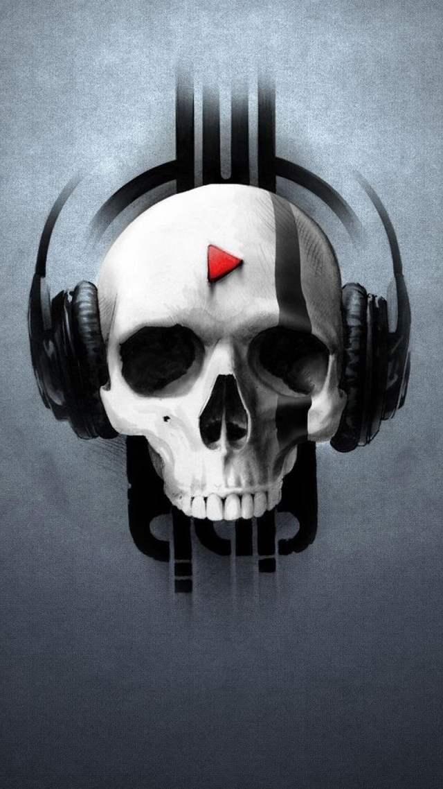 Skull headphones heart red forehead free wallpaper for mobile - medium preview image