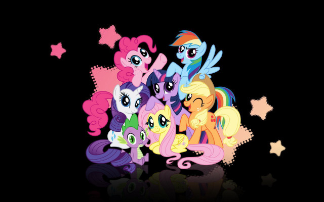 Little ponies stars black background free wallpaper for desktop - medium preview image