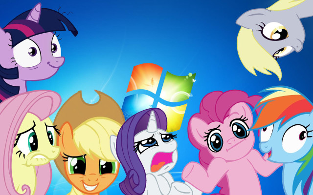 Little ponies blue sky background free wallpaper for desktop - medium preview image
