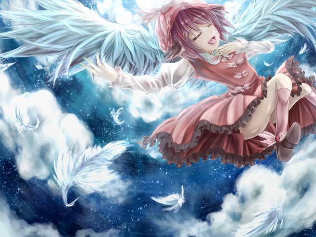 Girl pink dress flying wings free wallpaper for desktop - medium preview image