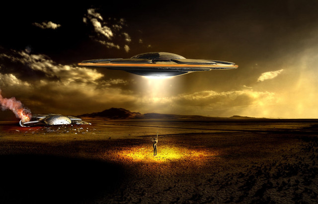 Alien desert cloudy sky man free wallpaper for desktop - medium preview image