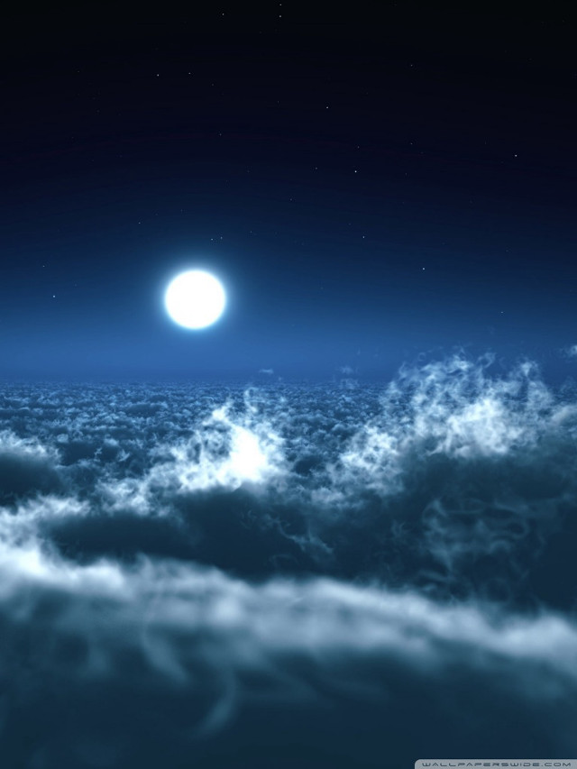 Full moon clouds sky bright free wallpaper for mobile - medium preview image