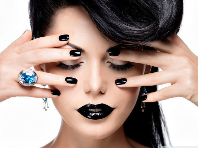 Woman black nails ring face free wallpaper for desktop - medium preview image