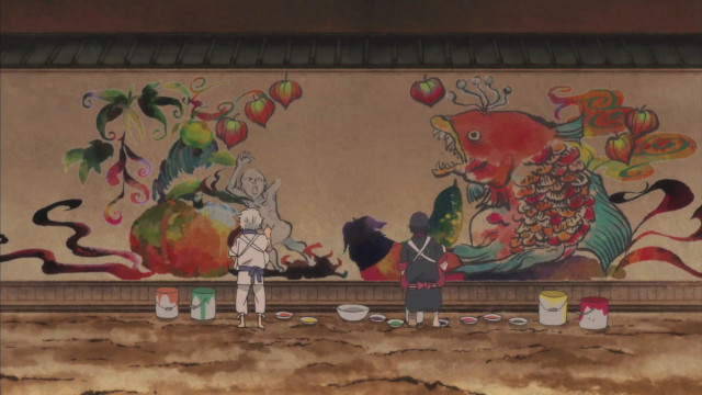 Woman child fish mural paint free wallpaper for desktop - medium preview image