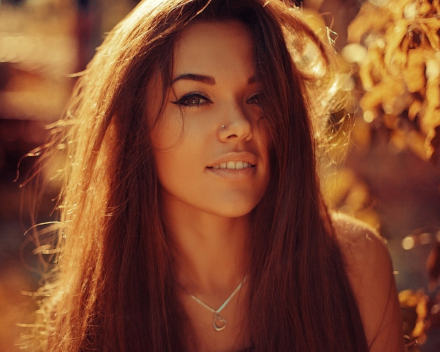 Woman long hair necklace sun free wallpaper for desktop - medium preview image