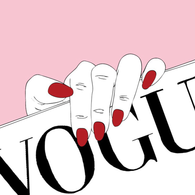 Woman hand red nails holding free wallpaper for tablet - medium preview image