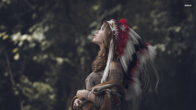 Woman native american headdress sky free wallpaper for desktop - medium preview image