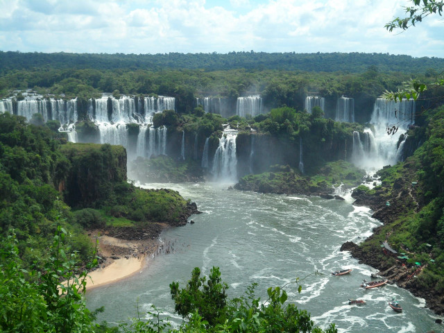 Waterfall river swimmers forest nature free wallpaper for desktop - medium preview image