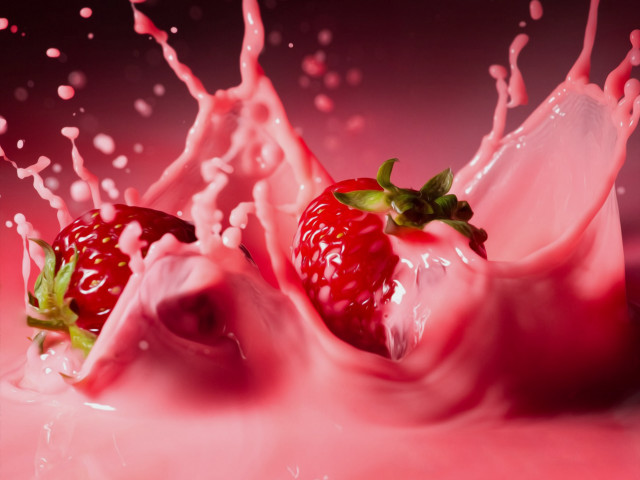 Strawberry splashing pink liquid water #3 free wallpaper for desktop - medium preview image