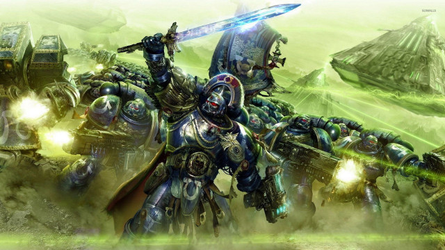 Warhammer sword soldiers green landscape free wallpaper for desktop - medium preview image