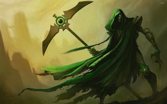Green wizard eldritch fantasy armor free wallpaper for desktop - medium preview image