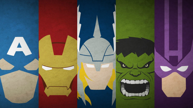 Superheroes painted faces colorful group free wallpaper for desktop - medium preview image