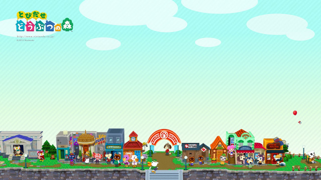 Cartoon city buildings people colorful free wallpaper for desktop - medium preview image