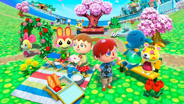 Animal crossing characters picnic field free wallpaper for desktop - medium preview image