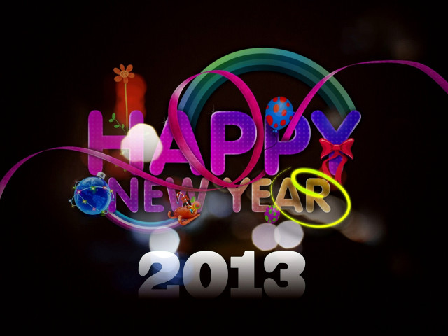Happy new year 2013 colorful free wallpaper for desktop - medium preview image