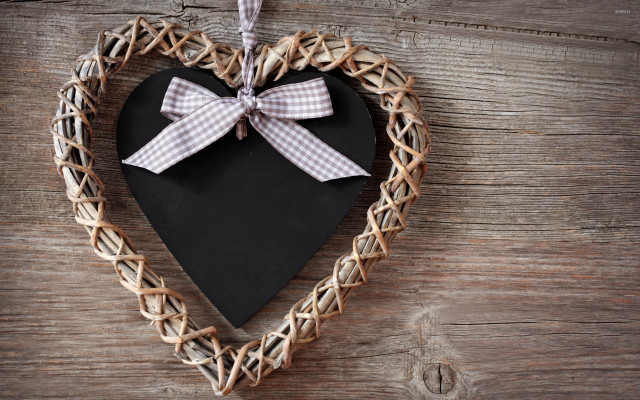 Heart shaped decoration bow wooden free wallpaper for desktop - medium preview image