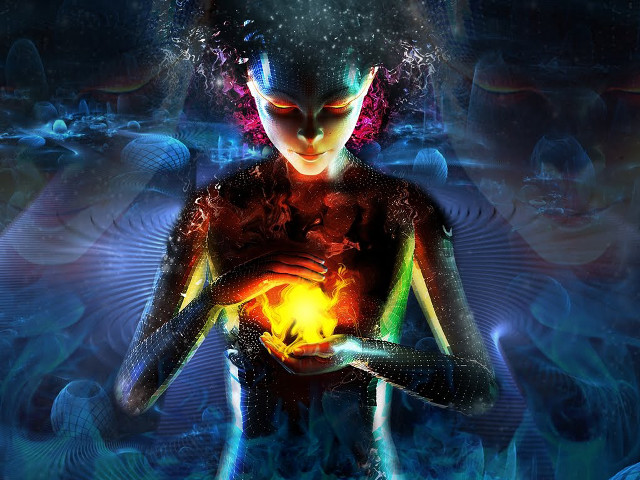 Woman holding ball bubbles surrounding free wallpaper for desktop - medium preview image