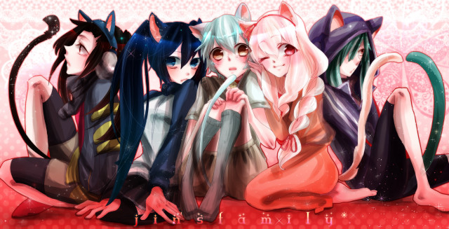 Anime girls red floor pink free wallpaper for desktop - medium preview image