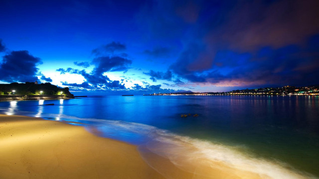 Beach water night sky clouds #2 free wallpaper for desktop - medium preview image