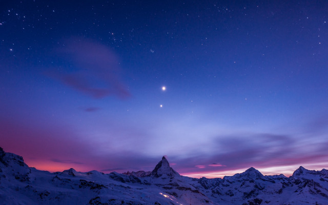 Mountain range star sky clouds free wallpaper for desktop - medium preview image