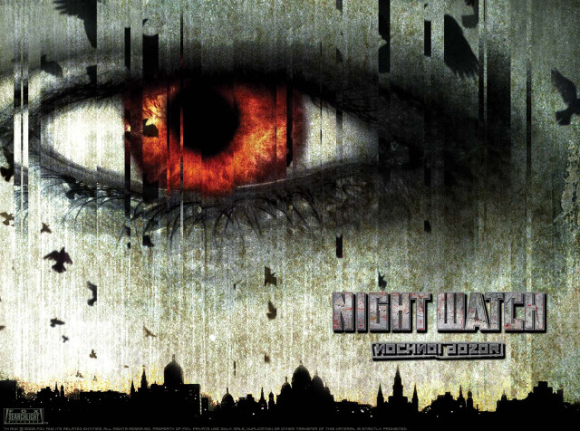 Red eye city birds silhouette free wallpaper for desktop - medium preview image