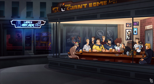 Group bar night neon sign free wallpaper for desktop - medium preview image