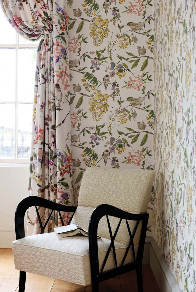 Chair window wall flowered wallpaper free wallpaper for mobile - medium preview image