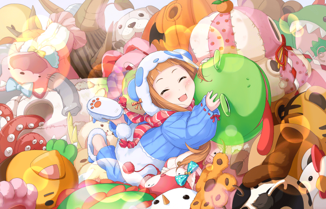 Girl stuffed animals balloons air free wallpaper for desktop - medium preview image