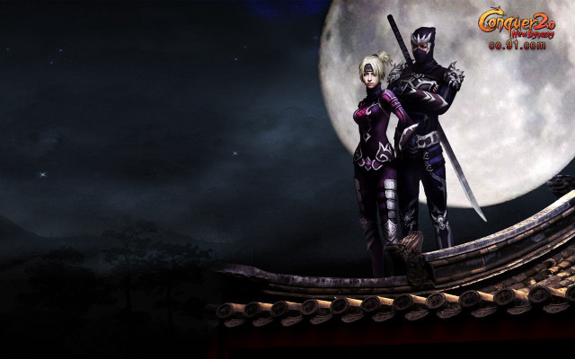 Couple roof full moon sword free wallpaper for desktop - medium preview image