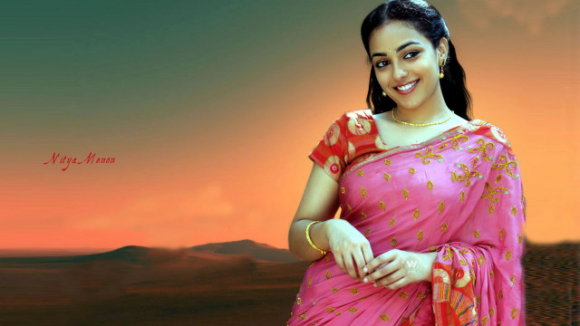 Woman pink sari sunset posing free wallpaper for desktop - medium preview image