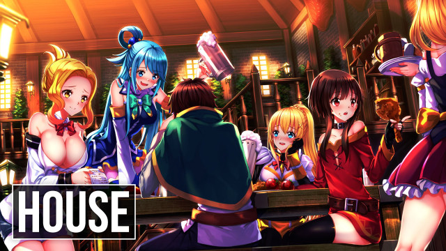 Anime girls restaurant table house free wallpaper for desktop - medium preview image
