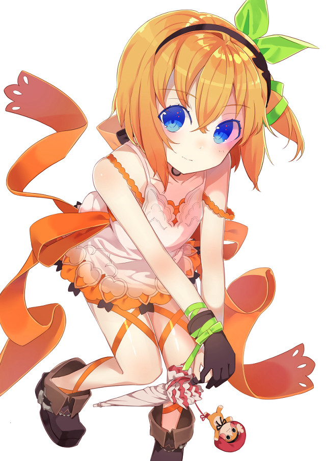 Girl blue eyes bow stool free wallpaper for mobile - medium preview image