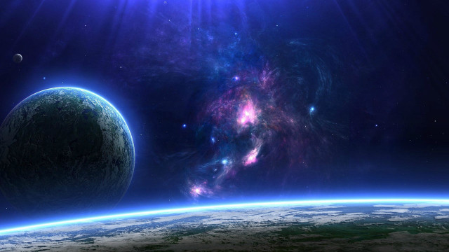 Planet space view bright light free wallpaper for desktop - medium preview image