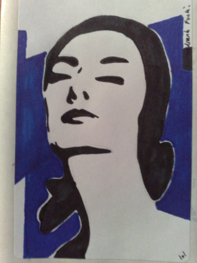 Woman face blue background white free wallpaper for mobile - medium preview image