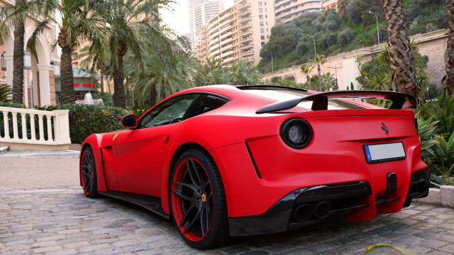 Red sports car brick road #8 free wallpaper for desktop - medium preview image
