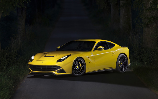 Yellow sports car night dark free wallpaper for desktop - medium preview image